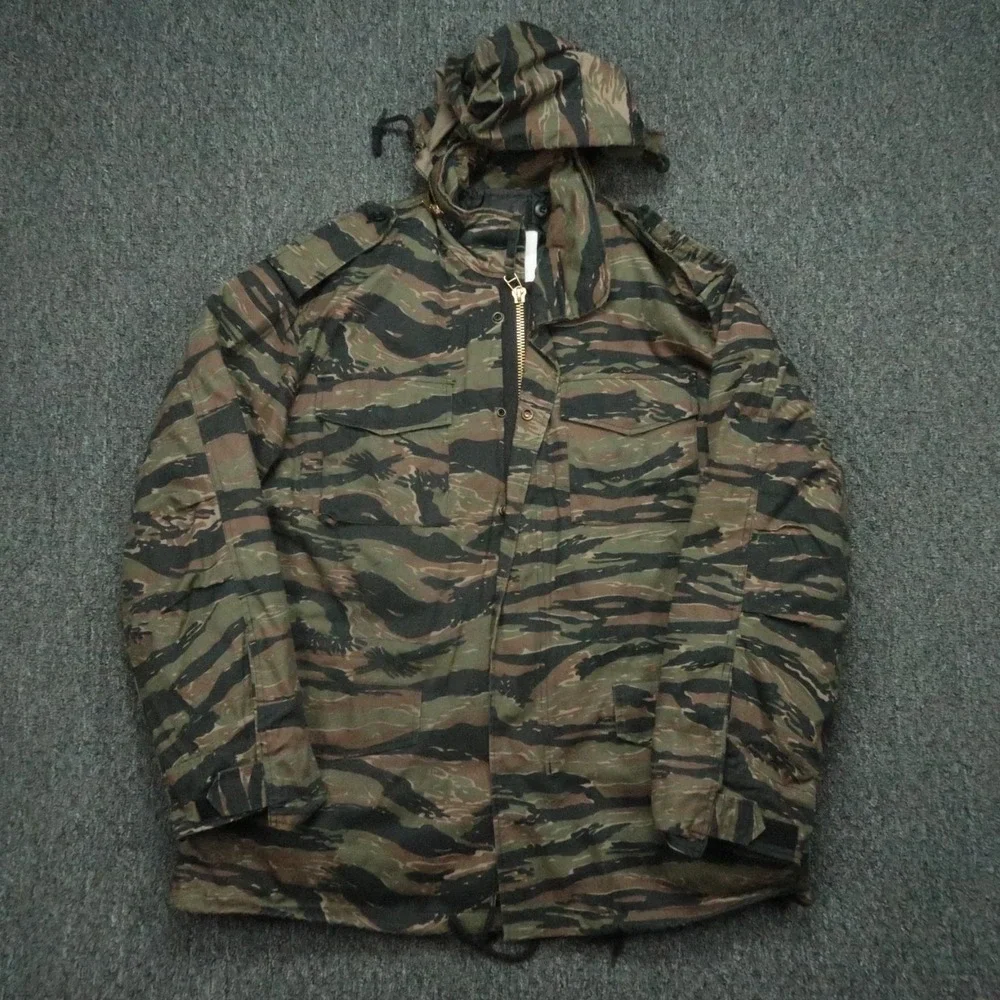Rothco Jacket Men Large Brown Black Green Tiger Stripe Camo M65 Field‎ Military